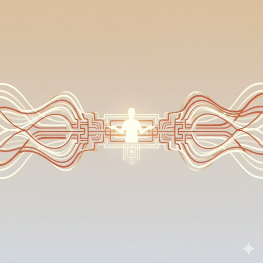 Illustration symbolizing the shift from manual masturbation to guided, orchestrated male pleasure experience.