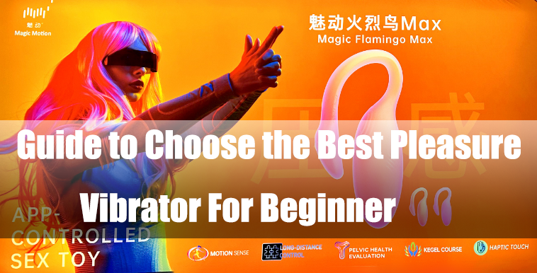 Beginner pleasure vibrator guide graphic with a pink wearable vibrator.