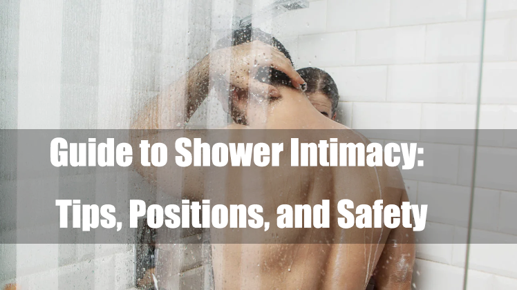Couple embracing in a shower with title text.