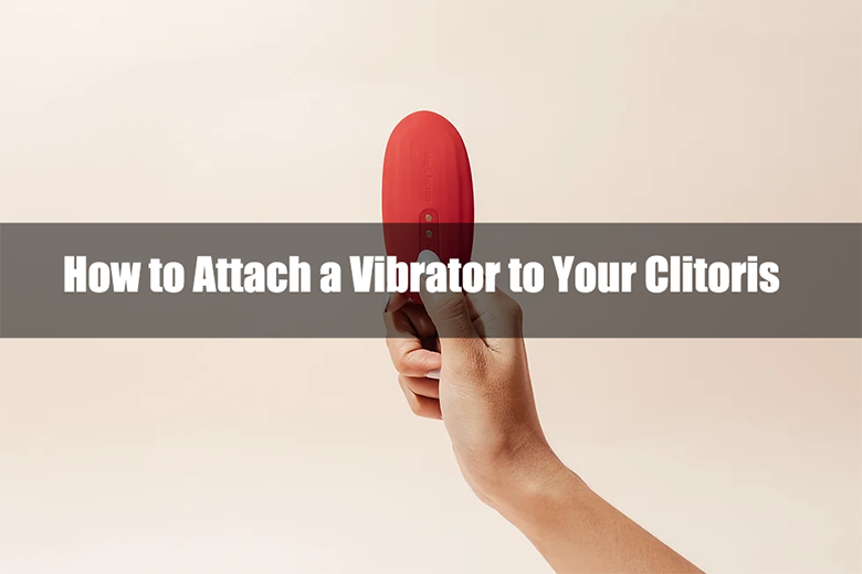 Hand holding a red vibrator with title text.