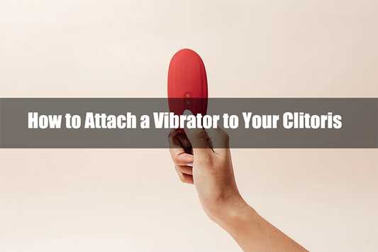 Hand holding a red vibrator with title text.