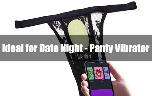 Panty vibrator, lingerie, and phone app graphic.