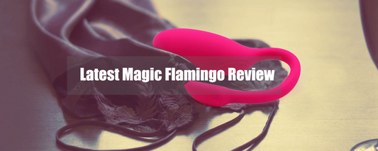 Pink Magic Flamingo vibrator with review title.