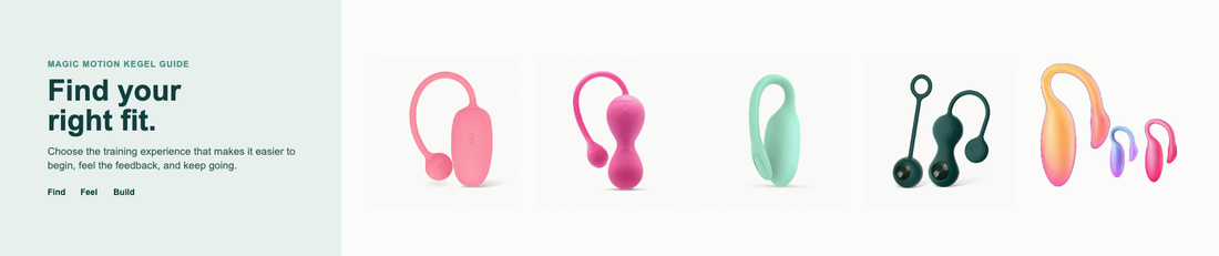 Magic Motion Kegel trainer selection guide with Kegel Coach, Kegel Master Gen2, FitCute Rejuve, Crystal Duo, and Magic Flamingo Max