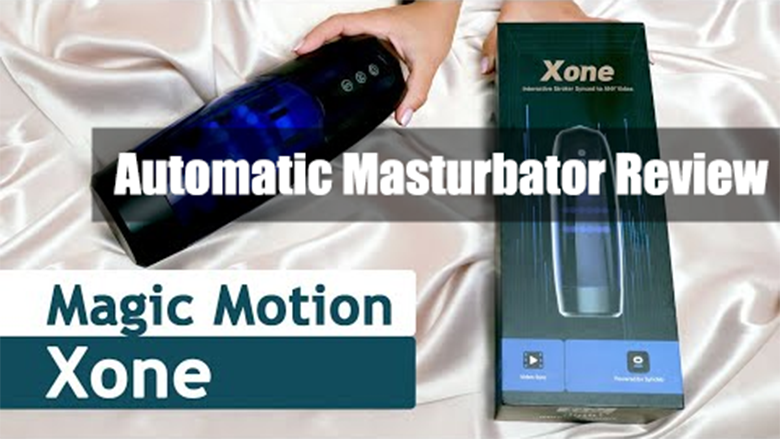 Black Xone male stroker and product box review graphic.