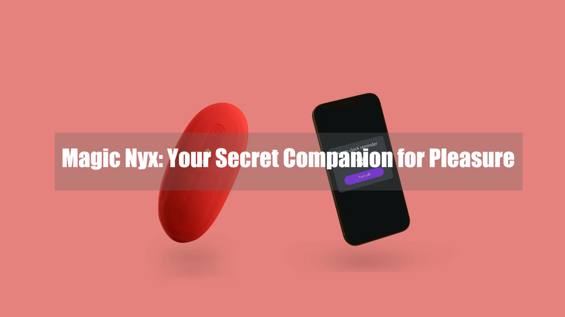 Red Magic Nyx vibrator floating beside a smartphone with article title text.