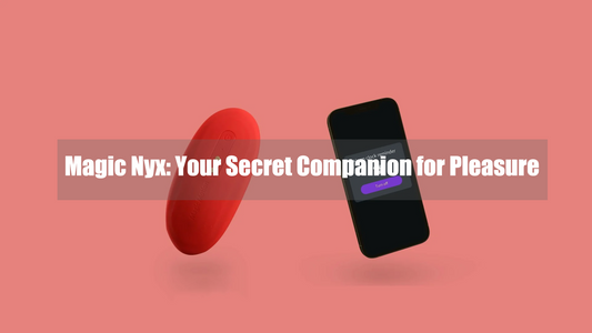 Red Magic Nyx vibrator floating beside a smartphone with article title text.