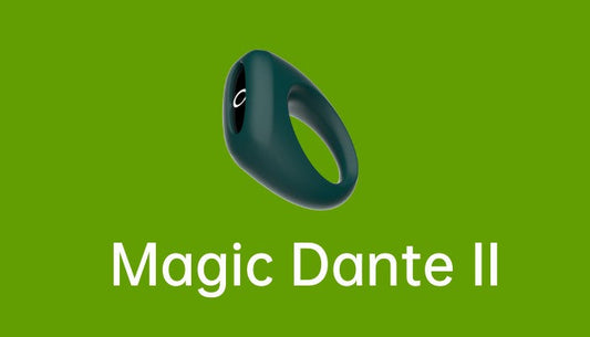 Dark green Magic Dante II cock ring on a green background.