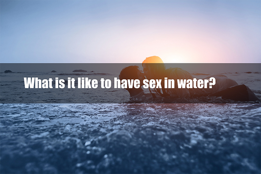 Couple embracing in ocean water at sunset with title text.