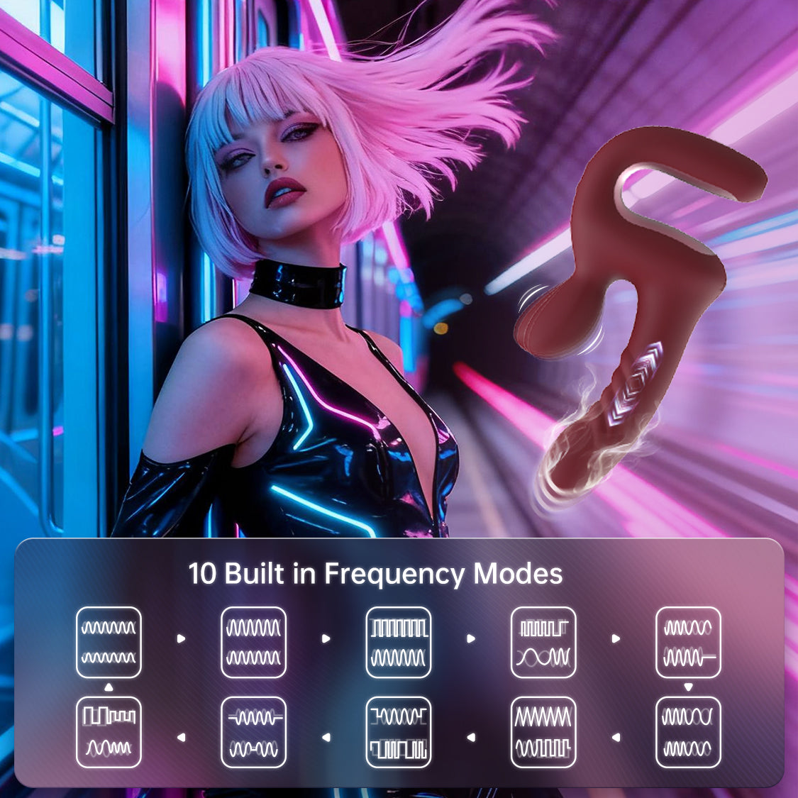 Magic Duet graphic showing 10 built-in thrusting and vibration patterns
