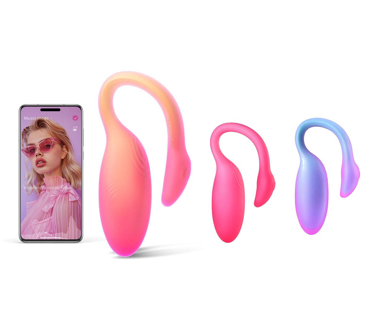 Magic Flamingo Max Orange, Pink, and Blue sensing vibrator variants with Magic Motion app control
