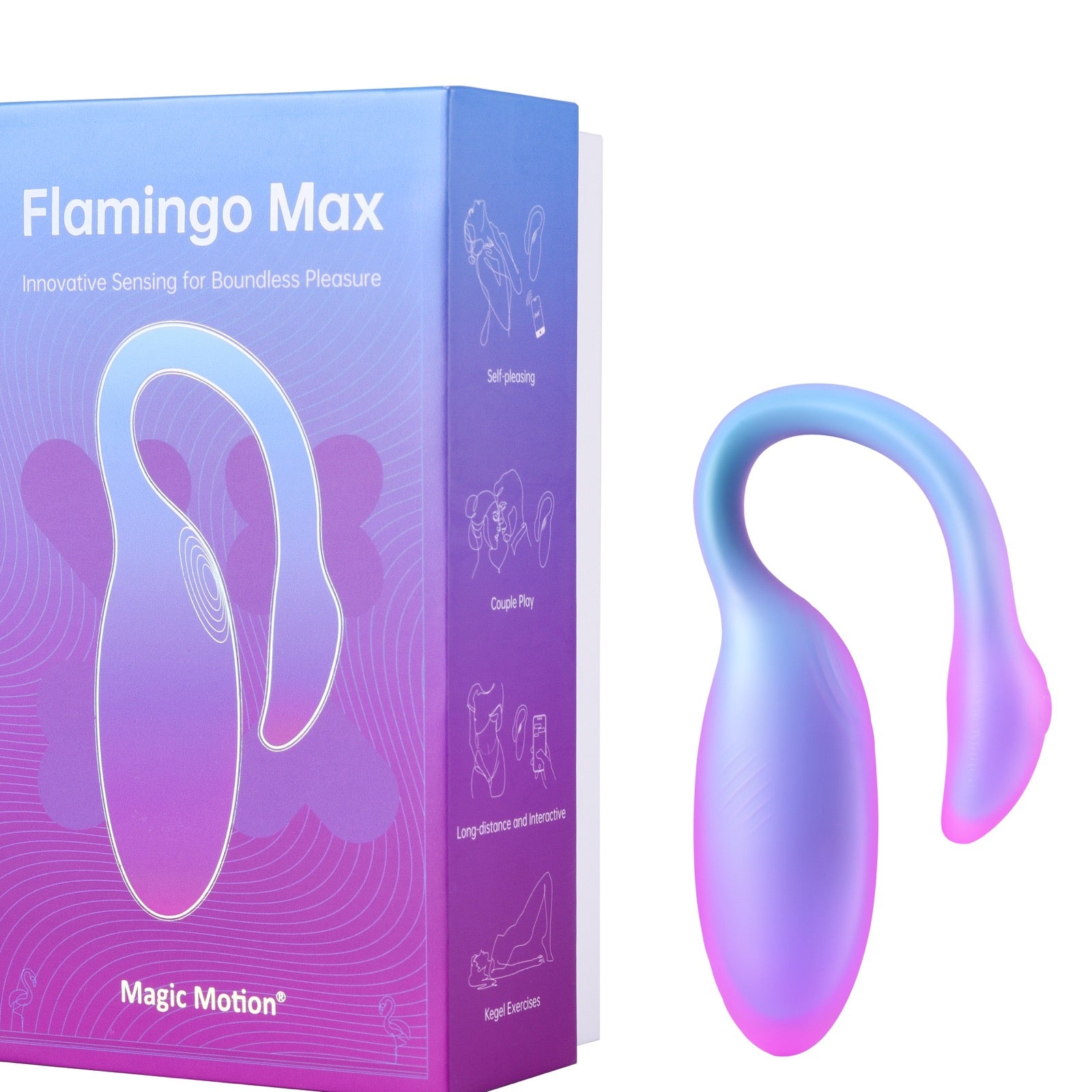 Magic Flamingo Max purple gift box with wearable sensing vibrator