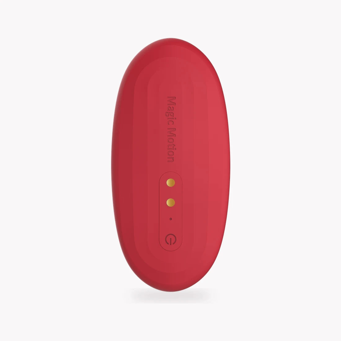 Back view of red Magic Nyx showing the power button and two magnetic charging contacts