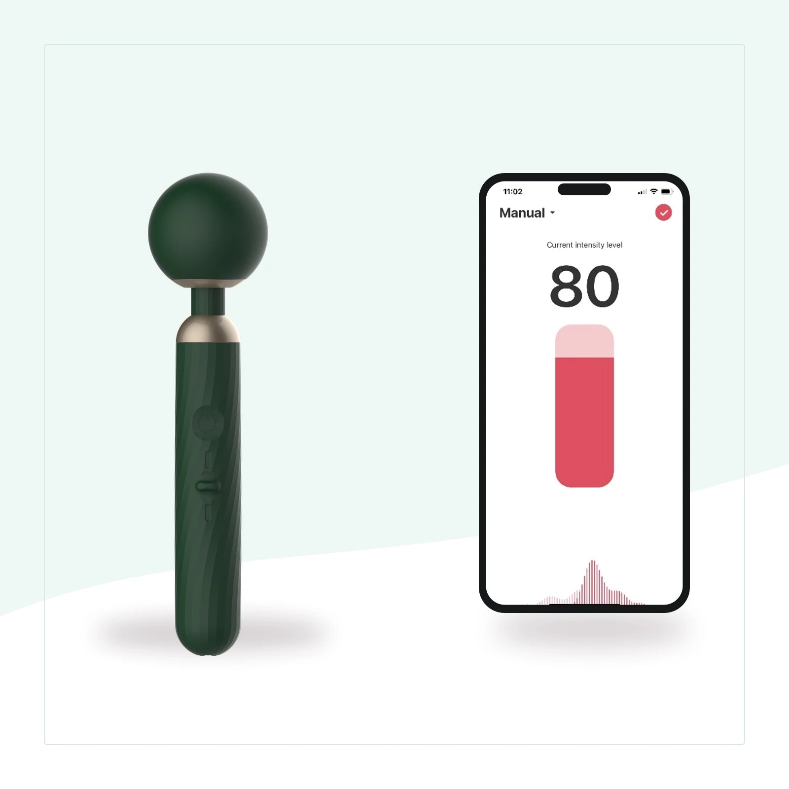 Magic Zenith beside the English Magic Motion app manual intensity control